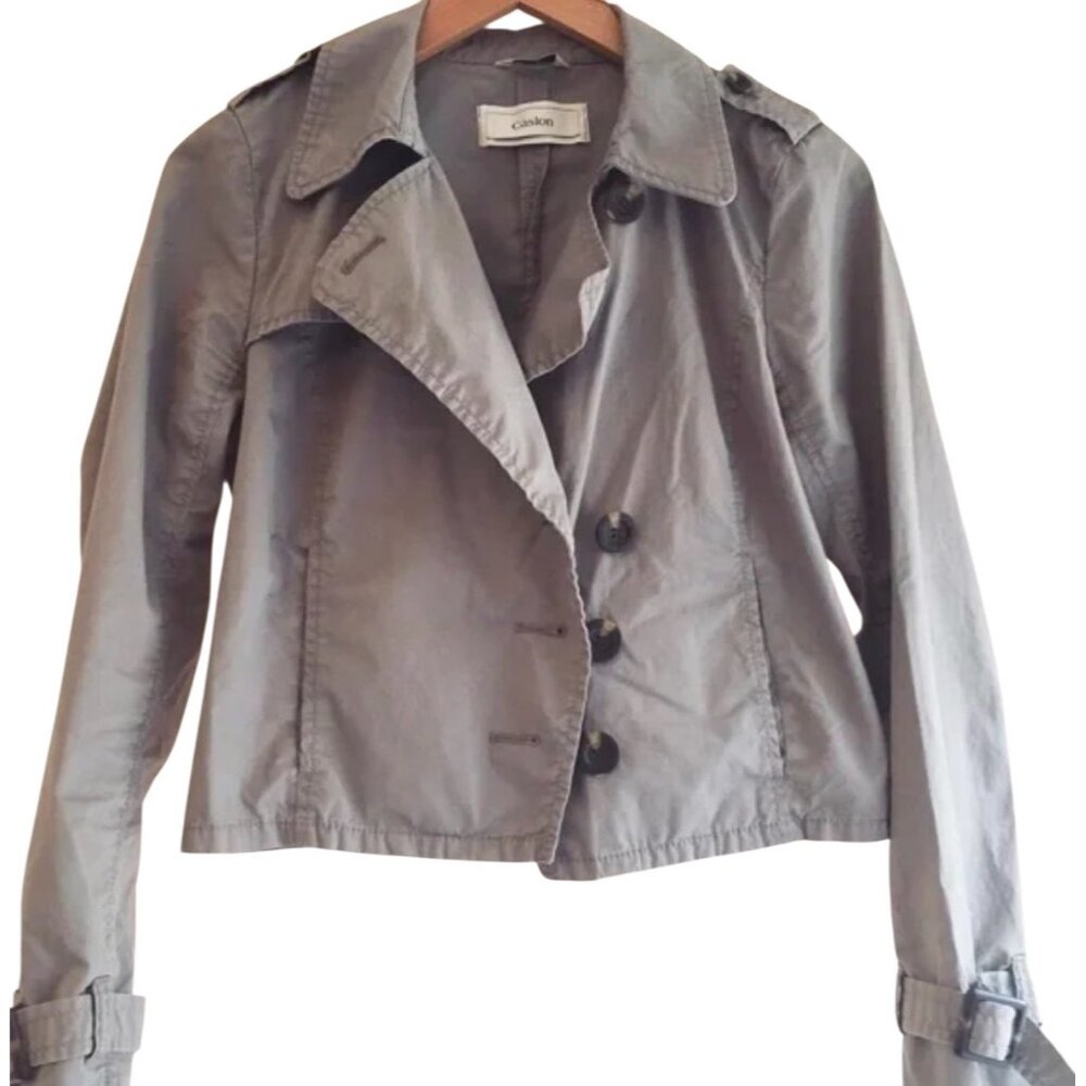 CASLON Solid Taupe Lightweight Asymmetrical Button Long Sleeve Jacket Size Large